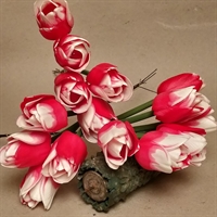 rød hvide tulipaner retro buket kunstige plastik blomster